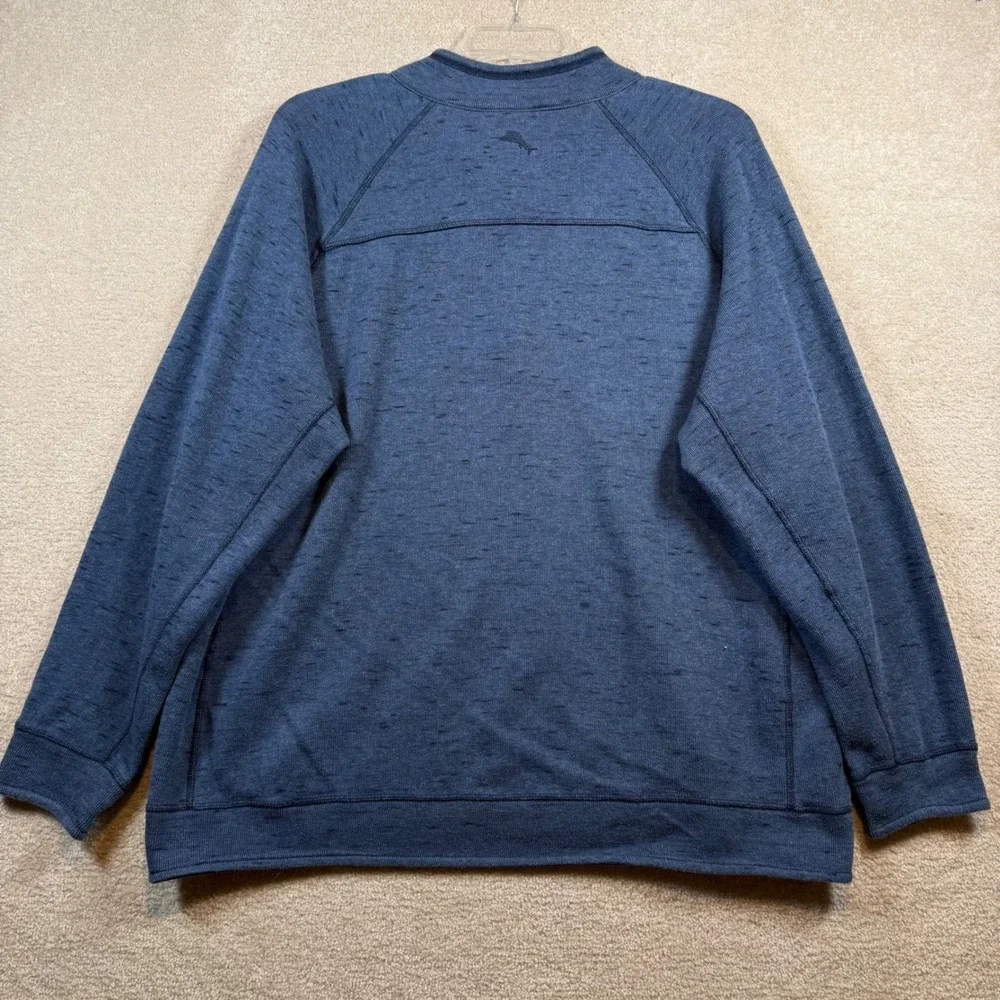 Tommy Bahama‎ Reversible Quarter Zip Mens XXL Blue Space Dye Pullover Sweatshirt